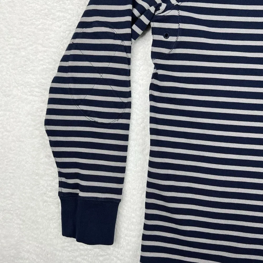 Vintage J Crew‎ Sweater Mens Large Blue Striped 1/4 Zip 80s Heavy Knit Pullover